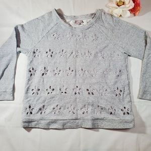 J.Jill Gray Floral Eyelet Sweater, Size M